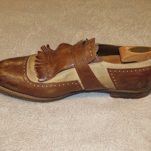 Church\'s Shanghai Brown Cream Leather Two Tone Spectator Kiltie Monk Loafers 10 main image 4